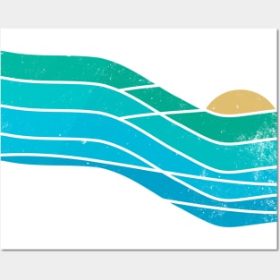 70s Sunset Ocean waves Posters and Art